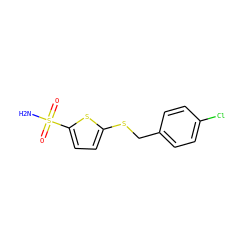 NS(=O)(=O)c1ccc(SCc2ccc(Cl)cc2)s1 ZINC001772633762