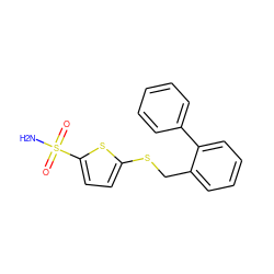 NS(=O)(=O)c1ccc(SCc2ccccc2-c2ccccc2)s1 ZINC001772634017