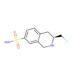 NS(=O)(=O)c1ccc2c(c1)CN[C@H](CF)C2 ZINC000013517585