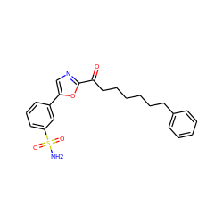 NS(=O)(=O)c1cccc(-c2cnc(C(=O)CCCCCCc3ccccc3)o2)c1 ZINC000034803737