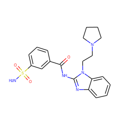 NS(=O)(=O)c1cccc(C(=O)Nc2nc3ccccc3n2CCN2CCCC2)c1 ZINC000299870444