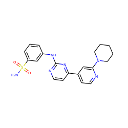 NS(=O)(=O)c1cccc(Nc2nccc(-c3ccnc(N4CCCCC4)c3)n2)c1 ZINC000095572615