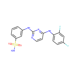 NS(=O)(=O)c1cccc(Nc2nccc(Nc3ccc(F)cc3F)n2)c1 ZINC000028950559