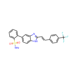 NS(=O)(=O)c1ccccc1-c1ccc2[nH]c(/C=C/c3ccc(C(F)(F)F)cc3)nc2c1 ZINC000117148390