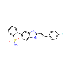 NS(=O)(=O)c1ccccc1-c1ccc2[nH]c(/C=C/c3ccc(F)cc3)nc2c1 ZINC000117150666