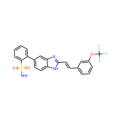 NS(=O)(=O)c1ccccc1-c1ccc2[nH]c(/C=C/c3cccc(OC(F)(F)F)c3)nc2c1 ZINC000117152711