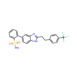 NS(=O)(=O)c1ccccc1-c1ccc2[nH]c(CCc3ccc(C(F)(F)F)cc3)nc2c1 ZINC000118399904