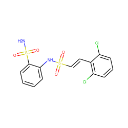 NS(=O)(=O)c1ccccc1NS(=O)(=O)/C=C/c1c(Cl)cccc1Cl ZINC000143567880