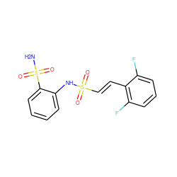 NS(=O)(=O)c1ccccc1NS(=O)(=O)/C=C/c1c(F)cccc1F ZINC000143700805