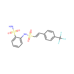 NS(=O)(=O)c1ccccc1NS(=O)(=O)/C=C/c1ccc(C(F)(F)F)cc1 ZINC000143701235