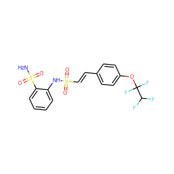 NS(=O)(=O)c1ccccc1NS(=O)(=O)/C=C/c1ccc(OC(F)(F)C(F)F)cc1 ZINC000147531686