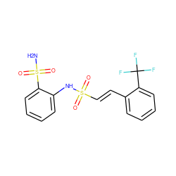 NS(=O)(=O)c1ccccc1NS(=O)(=O)/C=C/c1ccccc1C(F)(F)F ZINC000143701021