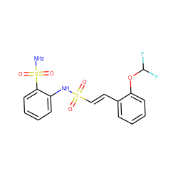 NS(=O)(=O)c1ccccc1NS(=O)(=O)/C=C/c1ccccc1OC(F)F ZINC000149319347