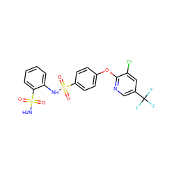 NS(=O)(=O)c1ccccc1NS(=O)(=O)c1ccc(Oc2ncc(C(F)(F)F)cc2Cl)cc1 ZINC000148131625