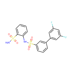 NS(=O)(=O)c1ccccc1NS(=O)(=O)c1cccc(-c2cc(F)cc(F)c2)c1 ZINC000149119257