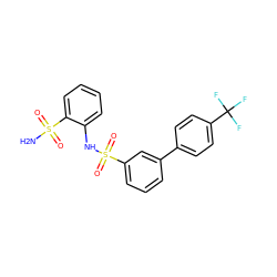 NS(=O)(=O)c1ccccc1NS(=O)(=O)c1cccc(-c2ccc(C(F)(F)F)cc2)c1 ZINC000146196773