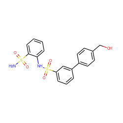 NS(=O)(=O)c1ccccc1NS(=O)(=O)c1cccc(-c2ccc(CO)cc2)c1 ZINC000148410608