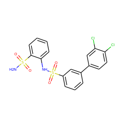 NS(=O)(=O)c1ccccc1NS(=O)(=O)c1cccc(-c2ccc(Cl)c(Cl)c2)c1 ZINC000146797013