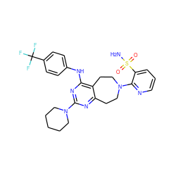 NS(=O)(=O)c1cccnc1N1CCc2nc(N3CCCCC3)nc(Nc3ccc(C(F)(F)F)cc3)c2CC1 ZINC000064559131