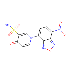 NS(=O)(=O)c1cn(-c2ccc([N+](=O)[O-])c3nonc23)ccc1=O ZINC000064532276