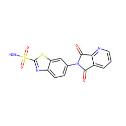 NS(=O)(=O)c1nc2ccc(N3C(=O)c4cccnc4C3=O)cc2s1 ZINC000013799088