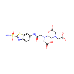 NS(=O)(=O)c1nc2ccc(NC(=O)CN(CCN(CC(=O)O)CC(=O)O)CC(=O)O)cc2s1 ZINC000022925494