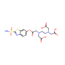 NS(=O)(=O)c1nc2ccc(OC(=O)CN(CCN(CC(=O)O)CC(=O)O)CC(=O)O)cc2s1 ZINC000022925499