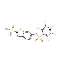 NS(=O)(=O)c1nc2ccc(OS(=O)(=O)c3c(F)c(F)c(F)c(F)c3F)cc2s1 ZINC000013835306