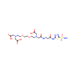 NS(=O)(=O)c1nnc(NC(=O)CCNC(=O)CN(CCOCCOCCN(CC(=O)O)CC(=O)O)CC(=O)O)s1 ZINC000043938634