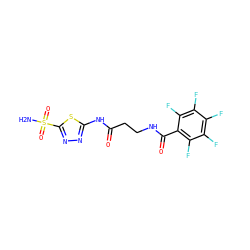 NS(=O)(=O)c1nnc(NC(=O)CCNC(=O)c2c(F)c(F)c(F)c(F)c2F)s1 ZINC000013835319
