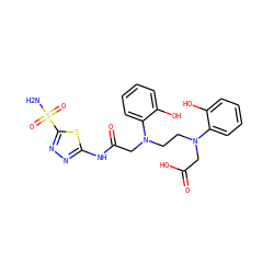 NS(=O)(=O)c1nnc(NC(=O)CN(CCN(CC(=O)O)c2ccccc2O)c2ccccc2O)s1 ZINC000029246052