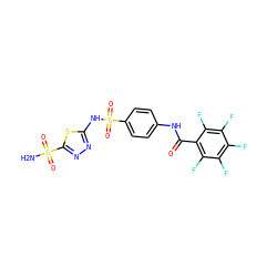 NS(=O)(=O)c1nnc(NS(=O)(=O)c2ccc(NC(=O)c3c(F)c(F)c(F)c(F)c3F)cc2)s1 ZINC000027522084