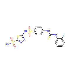 NS(=O)(=O)c1nnc(NS(=O)(=O)c2ccc(NC(=S)Nc3ccccc3F)cc2)s1 ZINC000028386494