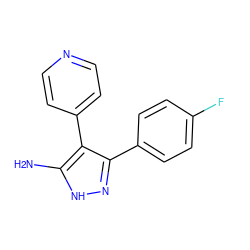 Nc1[nH]nc(-c2ccc(F)cc2)c1-c1ccncc1 ZINC000034574961