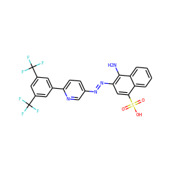 Nc1c(/N=N/c2ccc(-c3cc(C(F)(F)F)cc(C(F)(F)F)c3)nc2)cc(S(=O)(=O)O)c2ccccc12 ZINC000223762104