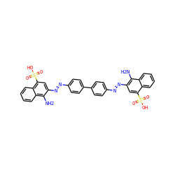 Nc1c(/N=N/c2ccc(-c3ccc(/N=N/c4cc(S(=O)(=O)O)c5ccccc5c4N)cc3)cc2)cc(S(=O)(=O)O)c2ccccc12 ZINC000003830554