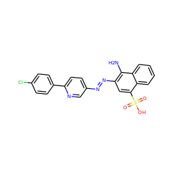 Nc1c(/N=N/c2ccc(-c3ccc(Cl)cc3)nc2)cc(S(=O)(=O)O)c2ccccc12 ZINC000223770945