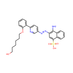 Nc1c(/N=N/c2ccc(-c3ccccc3OCCCCCCO)nc2)cc(S(=O)(=O)O)c2ccccc12 ZINC000201510704