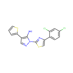 Nc1c(-c2cccs2)cnn1-c1nc(-c2ccc(Cl)cc2Cl)cs1 ZINC000001386178