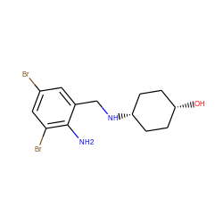 Nc1c(Br)cc(Br)cc1CN[C@H]1CC[C@@H](O)CC1 ZINC000100070274