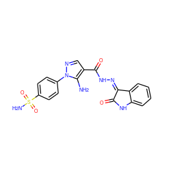 Nc1c(C(=O)NN=C2C(=O)Nc3ccccc32)cnn1-c1ccc(S(N)(=O)=O)cc1 ZINC000473153374