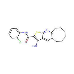 Nc1c(C(=O)Nc2ccccc2Cl)sc2nc3c(cc12)CCCCCC3 ZINC000000691606