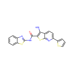 Nc1c(C(=O)Nc2nc3ccccc3s2)sc2nc(-c3cccs3)ccc12 ZINC000017440332