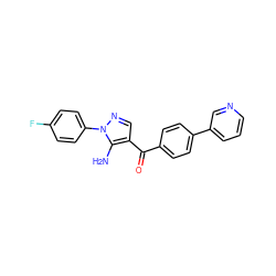 Nc1c(C(=O)c2ccc(-c3cccnc3)cc2)cnn1-c1ccc(F)cc1 ZINC000012365483