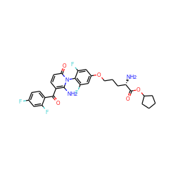 Nc1c(C(=O)c2ccc(F)cc2F)ccc(=O)n1-c1c(F)cc(OCCC[C@H](N)C(=O)OC2CCCC2)cc1F ZINC000043177341