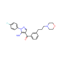 Nc1c(C(=O)c2cccc(CCCN3CCOCC3)c2)cnn1-c1ccc(F)cc1 ZINC000012365498