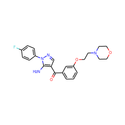 Nc1c(C(=O)c2cccc(OCCN3CCOCC3)c2)cnn1-c1ccc(F)cc1 ZINC000013683013