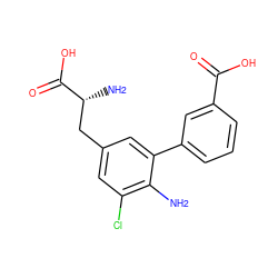 Nc1c(Cl)cc(C[C@@H](N)C(=O)O)cc1-c1cccc(C(=O)O)c1 ZINC001772637585