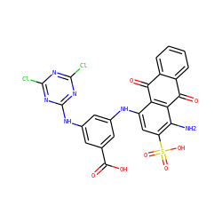 Nc1c(S(=O)(=O)O)cc(Nc2cc(Nc3nc(Cl)nc(Cl)n3)cc(C(=O)O)c2)c2c1C(=O)c1ccccc1C2=O ZINC000049888955