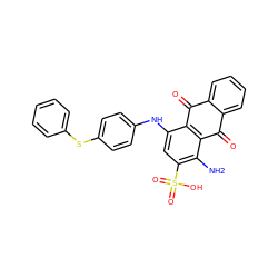 Nc1c(S(=O)(=O)O)cc(Nc2ccc(Sc3ccccc3)cc2)c2c1C(=O)c1ccccc1C2=O ZINC000040973232